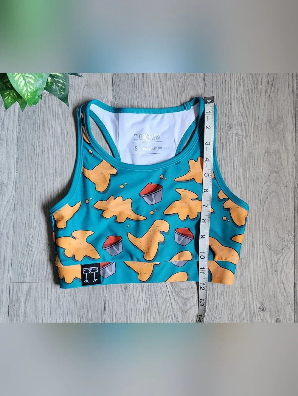 Chicknlegs Nuggets OG Teal & Brown Racerback Sports Bra, Women's Small